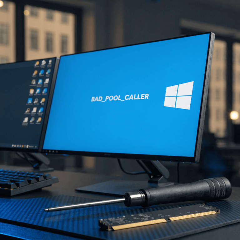 You said 8 words alt text Gemini said Windows 11 Bad Pool Caller Blue Screen Error