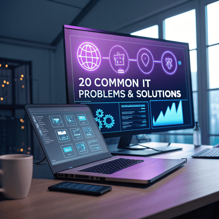 Common information technology problems and smart ways to solve them digital illustration